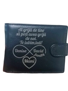 Portofel barbati TITA, 207, piele naturala, cu text Ai grija de tine - infinit nume