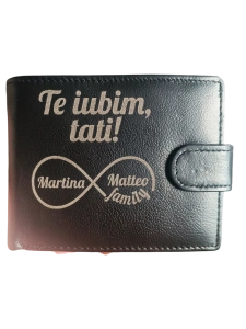 Portofel barbati TITA, 207, piele naturala, cu text Te iubim tati - infinit