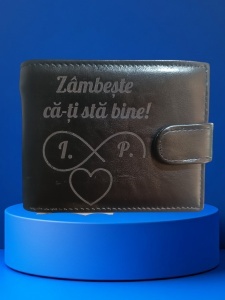 Portofel negru cu text - zambeste- 207