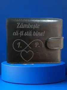 Portofel negru cu text - zambeste- 207
