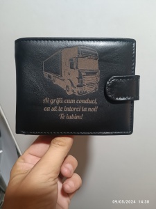 Portofel negru cu tir - intorci la noi- piele naturala - 207