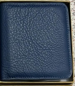 Portofel personalizat din piele naturala, model de dama. Albastru