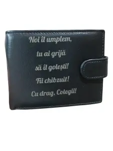 TITA - Portofel personalizat piele naturala negru, Colegii -207