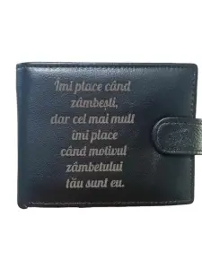 TITA - Portofel personalizat piele naturala negru, imi place