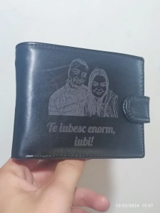 TITA - Portofel personalizat piele naturala negru, te iubesc iubi - Img 2