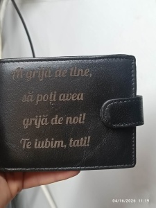 Portofel clasic, 207 negru - cu text ai grija - piele naturala - mici puncte - Img 2