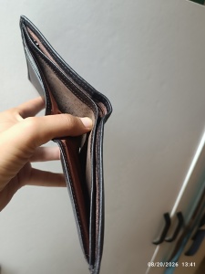 Portofel piele naturala, slim, culoare maro inchis personalizat cu poza si text - Img 3