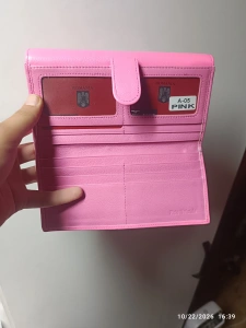 Portofel personalizat din piele naturala, culoare roz, personalizat cu poza si text - Hassion a05 - Img 2