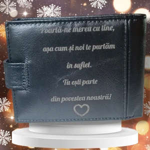 TITA - Portofel personalizat piele naturala negru, Poarta-ne