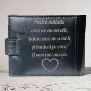 Portofel barbati TITA, 207, piele naturala, cu text Pentru bunic