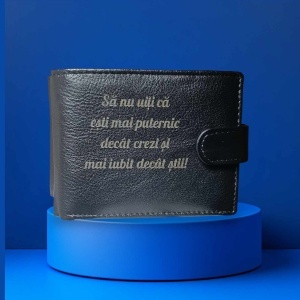 Portofel barbati TITA, 207, piele naturala, cu text Puternic