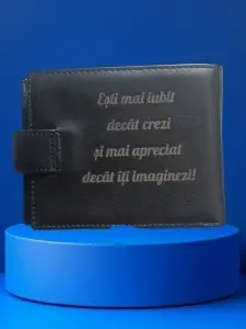 Portofel negru cu text - esti mai iubit si apreciat - 207