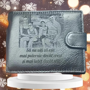 Portofel personalizat barbati TITA, 207, piele naturala, cu text si poza, Sa nu uiti