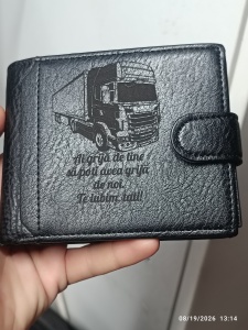 Portofel personalizat, imatie piele cu tir si text - Ai grija de tine