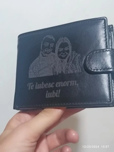 TITA - Portofel personalizat piele naturala negru, te iubesc iubi - Img 3
