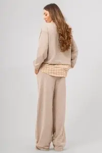 Compleu bej format din pantaloni și bluză - Img 2