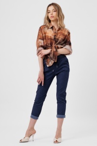 Pantaloni 3/4 bleumarin din denim