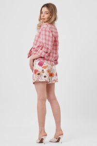 Pantaloni scurți roz cu imprimeu floral și strasuri - Img 4