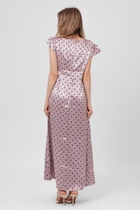 Rochie maxi roz prăfuit cu buline și dantelă - Img 3