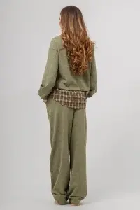 Compleu kaki format din pantaloni și bluză - Img 2