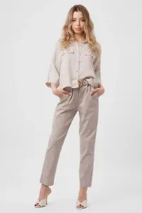 Pantaloni bej cu croială conică și curea din chingă - Img 2