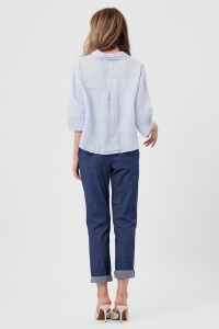 Pantaloni bleumarin din denim cu eșarfă - Img 3