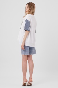 Pantaloni scurți din denim cu strasuri - Img 4
