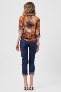 Pantaloni 3/4 bleumarin din denim - Img 2