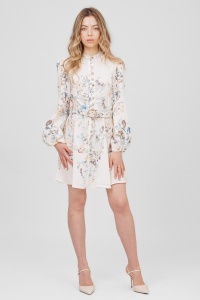 Rochie crem din viscoză cu imprimeu floral și nasturi decorativi - Img 2