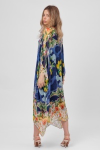 Rochie maxi bleumarin cu imprimeu mediteraneean - Img 2