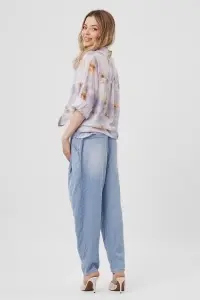 Cămașă violet cu imprimeu floral și ștrasuri - Img 3