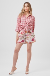 Pantaloni scurți roz cu imprimeu floral și strasuri - Img 2