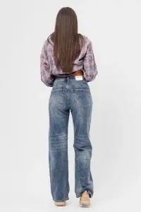 Cămașă oversized gri cu roz în carouri cu aspect vintage - Img 5
