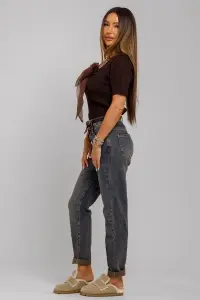 Blugi bleumarin cu tentă maro și fundiță - Img 3