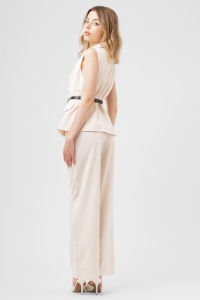 Compleu ivory elegant cu vestă și pantaloni largi - Img 2