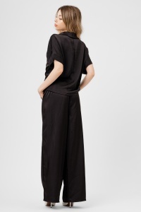 Compleu negru cu top înnodat și pantaloni largi - Img 2