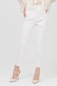 Pantaloni albi cu talie înaltă și croială conică - Img 2