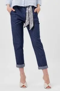 Pantaloni bleumarin din denim cu eșarfă