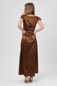 Rochie maxi maro cu buline și dantelă - Img 2