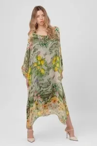 Rochie maxi verde cu imprimeu mediteraneean
