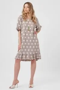 Rochie taupe cu buline albe și volane - Img 2