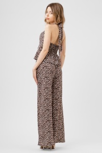Compleu cu animal print, top halter și pantaloni largi - Img 2