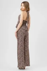 Compleu cu animal print, top halter și pantaloni largi - Img 2