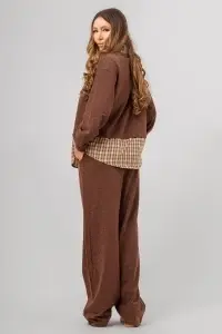 Compleu maro format din pantaloni și bluză - Img 3