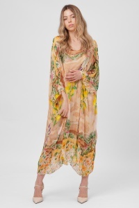 Rochie maxi bej cu imprimeu mediteraneean - Img 2
