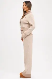 Compleu bej din tricot cu nasturi - Img 2