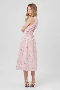 Rochie roz din bumbac cu broderie și cataramă - Img 3