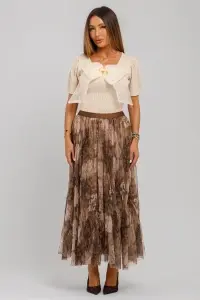 Bluză ivory din tricot reiat cu fundiță - Img 3