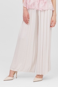 Pantaloni evazați ivory din viscoză cu talie elastică