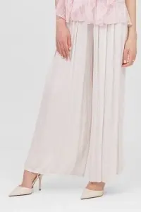 Pantaloni evazați ivory din viscoză cu talie elastică